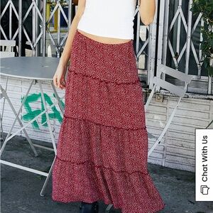 Red Floral Brandy Melville Maxi Skirt